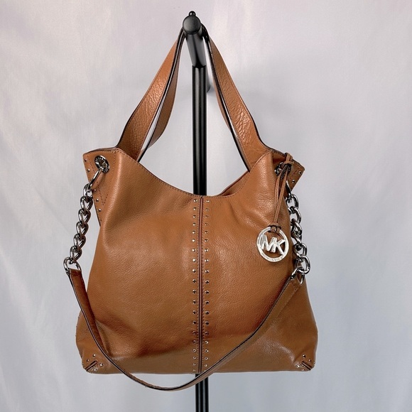 Michael Kors Brown Leather Silver Chain Shoulder Bag - Picture 1 of 14